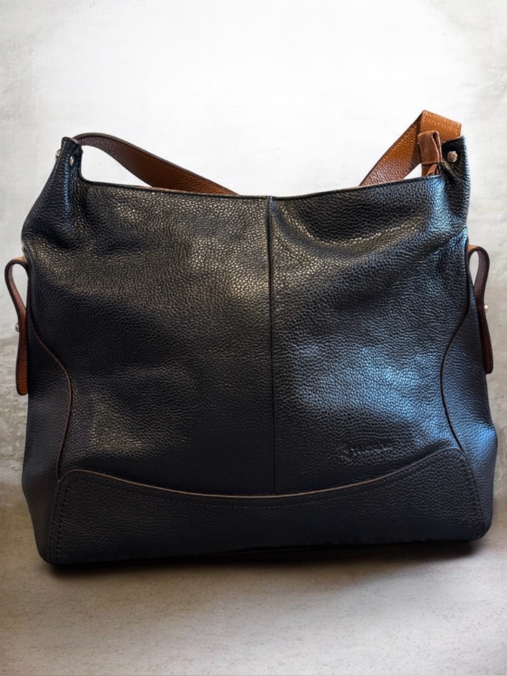 NWOT Tucano Black Pebbled Leather Hobo Shoulder Crossbody Bag